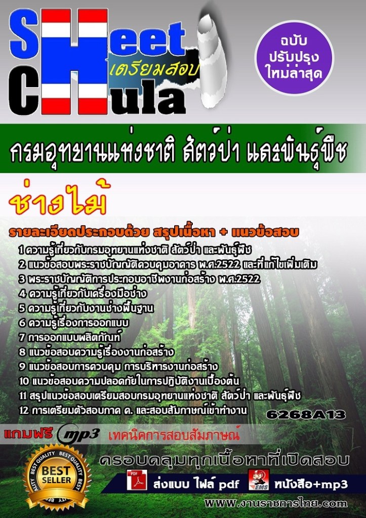 6268A13 ช่างไม้ กรมอุทยานแห่งชาติ สัตว์ป่า และพ